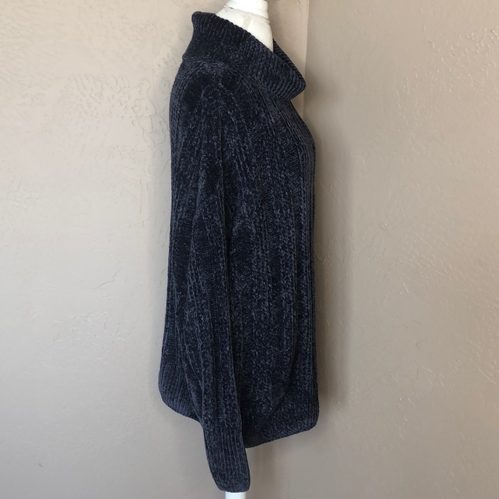 New Navy Chenille Cowl Neck Oversized Sweater - Picture 5 of 8